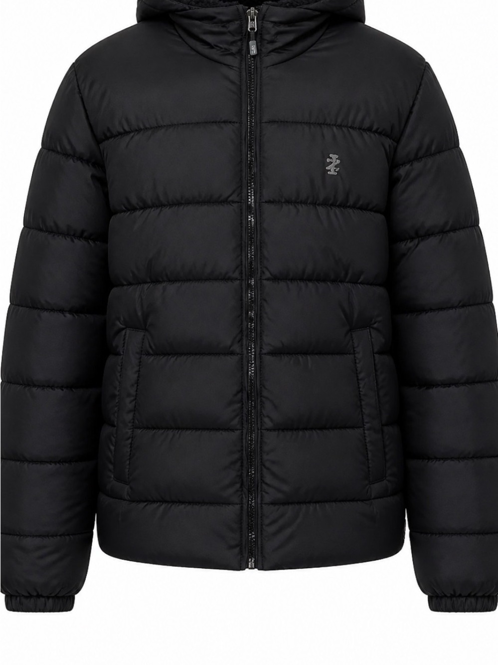 Izod Men's Black Quilted Hooded Puffer Jacket